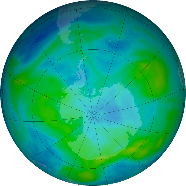 Antarctic ozone map for 07 March 1987